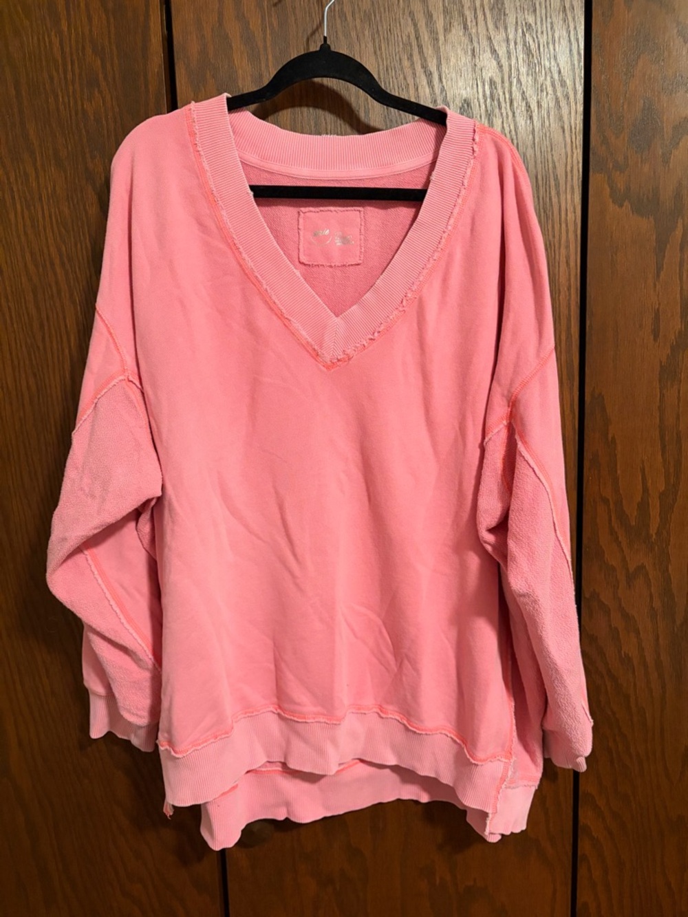 aerie Pink V-Neck Oversized Sweater